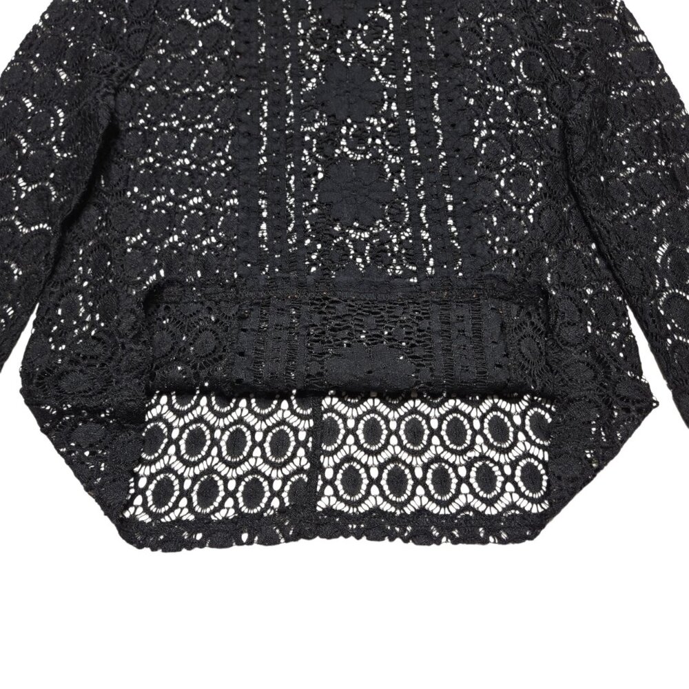 Forever 21 Lace Blouse Womens Small Black Mock Neck Sheer Gothic Romantic Top - Picture 10 of 13